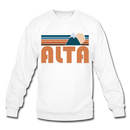 Alta, Utah Sweatshirt - Retro Mountain Alta Crewneck Sweatshirt - white