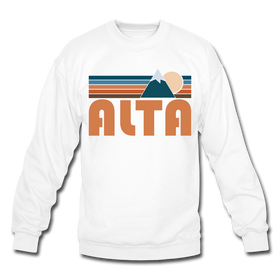 Alta, Utah Sweatshirt - Retro Mountain Alta Crewneck Sweatshirt - white
