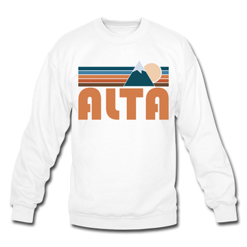 Alta, Utah Sweatshirt - Retro Mountain Alta Crewneck Sweatshirt - white