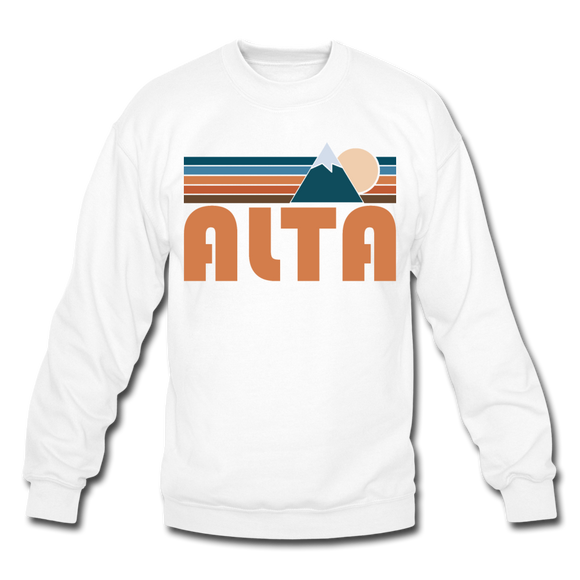 Alta, Utah Sweatshirt - Retro Mountain Alta Crewneck Sweatshirt - white