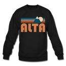 Alta, Utah Sweatshirt - Retro Mountain Alta Crewneck Sweatshirt - black