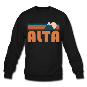Alta, Utah Sweatshirt - Retro Mountain Alta Crewneck Sweatshirt - black
