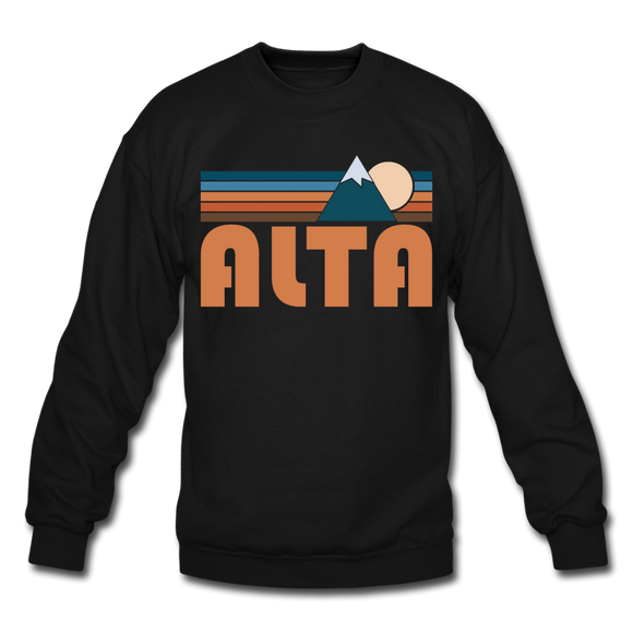 Alta, Utah Sweatshirt - Retro Mountain Alta Crewneck Sweatshirt - black