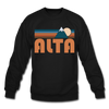 Alta, Utah Sweatshirt - Retro Mountain Alta Crewneck Sweatshirt - black