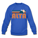 Alta, Utah Sweatshirt - Retro Mountain Alta Crewneck Sweatshirt - royal blue