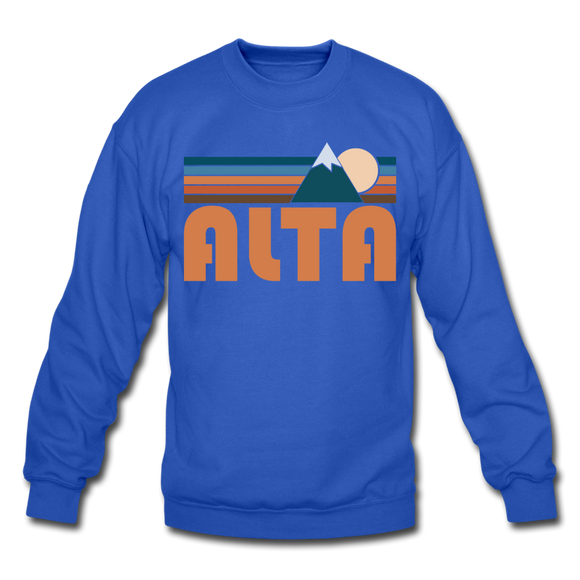 Alta, Utah Sweatshirt - Retro Mountain Alta Crewneck Sweatshirt - royal blue