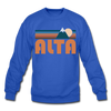 Alta, Utah Sweatshirt - Retro Mountain Alta Crewneck Sweatshirt - royal blue