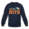 Alta, Utah Sweatshirt - Retro Mountain Alta Crewneck Sweatshirt - navy
