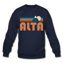 Alta, Utah Sweatshirt - Retro Mountain Alta Crewneck Sweatshirt - navy