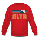 Alta, Utah Sweatshirt - Retro Mountain Alta Crewneck Sweatshirt - red
