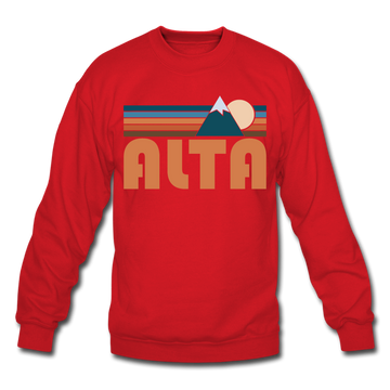Alta, Utah Sweatshirt - Retro Mountain Alta Crewneck Sweatshirt - red