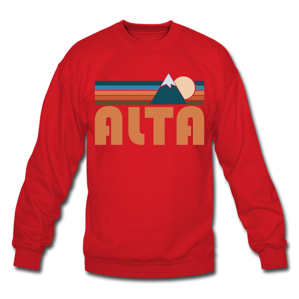 Alta, Utah Sweatshirt - Retro Mountain Alta Crewneck Sweatshirt - red