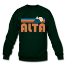 Alta, Utah Sweatshirt - Retro Mountain Alta Crewneck Sweatshirt - forest green