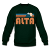 Alta, Utah Sweatshirt - Retro Mountain Alta Crewneck Sweatshirt - forest green