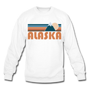 Alaska Sweatshirt - Retro Mountain Alaska Crewneck Sweatshirt - white