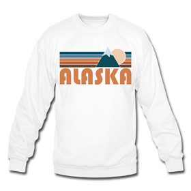 Alaska Sweatshirt - Retro Mountain Alaska Crewneck Sweatshirt - white