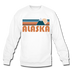 Alaska Sweatshirt - Retro Mountain Alaska Crewneck Sweatshirt - white