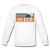 Alaska Sweatshirt - Retro Mountain Alaska Crewneck Sweatshirt - white