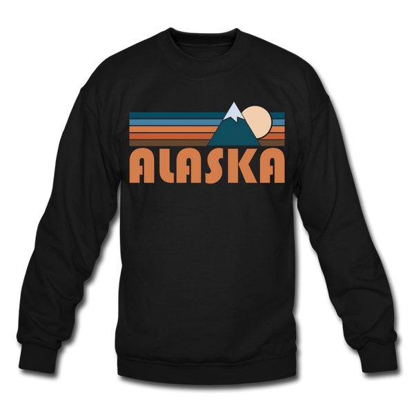 Alaska Sweatshirt - Retro Mountain Alaska Crewneck Sweatshirt - black