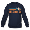 Alaska Sweatshirt - Retro Mountain Alaska Crewneck Sweatshirt - navy