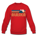 Alaska Sweatshirt - Retro Mountain Alaska Crewneck Sweatshirt - red