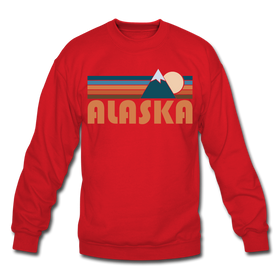 Alaska Sweatshirt - Retro Mountain Alaska Crewneck Sweatshirt - red