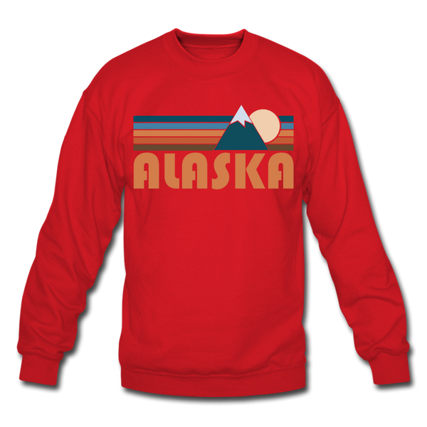 Alaska Sweatshirt - Retro Mountain Alaska Crewneck Sweatshirt - red