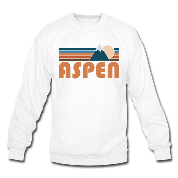 Aspen, Colorado Sweatshirt - Retro Mountain Aspen Crewneck Sweatshirt - white