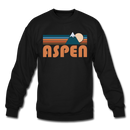 Aspen, Colorado Sweatshirt - Retro Mountain Aspen Crewneck Sweatshirt - black