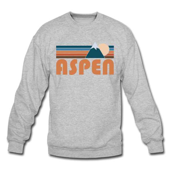 Aspen, Colorado Sweatshirt - Retro Mountain Aspen Crewneck Sweatshirt - heather gray