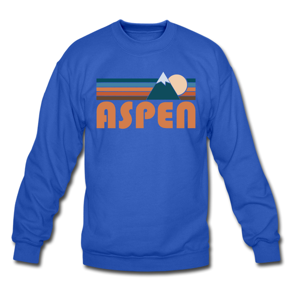 Aspen, Colorado Sweatshirt - Retro Mountain Aspen Crewneck Sweatshirt - royal blue