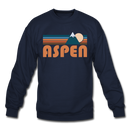 Aspen, Colorado Sweatshirt - Retro Mountain Aspen Crewneck Sweatshirt - navy