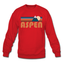 Aspen, Colorado Sweatshirt - Retro Mountain Aspen Crewneck Sweatshirt - red