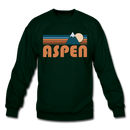 Aspen, Colorado Sweatshirt - Retro Mountain Aspen Crewneck Sweatshirt - forest green