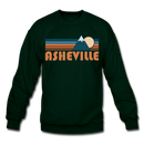 Asheville, North Carolina Sweatshirt - Retro Mountain Asheville Crewneck Sweatshirt - forest green