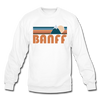 Banff, Canada Sweatshirt - Retro Mountain Banff Crewneck Sweatshirt - white