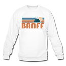 Banff, Canada Sweatshirt - Retro Mountain Banff Crewneck Sweatshirt - white