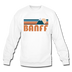 Banff, Canada Sweatshirt - Retro Mountain Banff Crewneck Sweatshirt - white