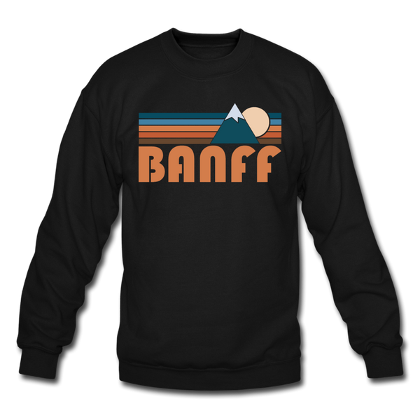 Banff, Canada Sweatshirt - Retro Mountain Banff Crewneck Sweatshirt - black