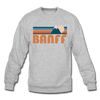 Banff, Canada Sweatshirt - Retro Mountain Banff Crewneck Sweatshirt - heather gray