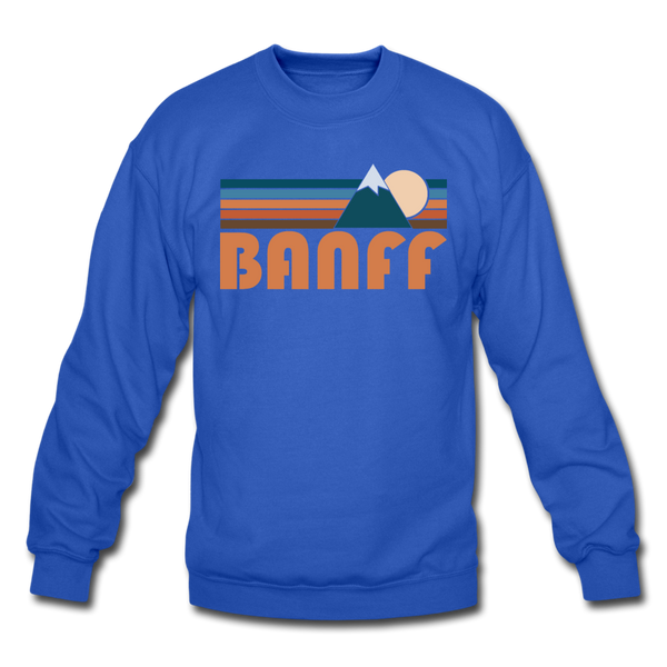 Banff, Canada Sweatshirt - Retro Mountain Banff Crewneck Sweatshirt - royal blue