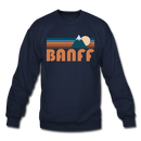 Banff, Canada Sweatshirt - Retro Mountain Banff Crewneck Sweatshirt - navy
