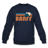 Banff, Canada Sweatshirt - Retro Mountain Banff Crewneck Sweatshirt - navy