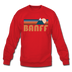 Banff, Canada Sweatshirt - Retro Mountain Banff Crewneck Sweatshirt - red