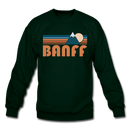 Banff, Canada Sweatshirt - Retro Mountain Banff Crewneck Sweatshirt - forest green