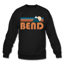 Bend, Oregon Sweatshirt - Retro Mountain Bend Crewneck Sweatshirt - black