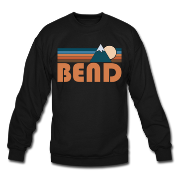 Bend, Oregon Sweatshirt - Retro Mountain Bend Crewneck Sweatshirt - black