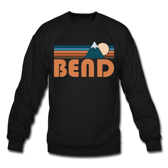 Bend, Oregon Sweatshirt - Retro Mountain Bend Crewneck Sweatshirt - black