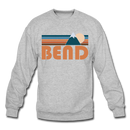 Bend, Oregon Sweatshirt - Retro Mountain Bend Crewneck Sweatshirt - heather gray