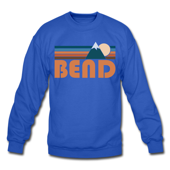 Bend, Oregon Sweatshirt - Retro Mountain Bend Crewneck Sweatshirt - royal blue